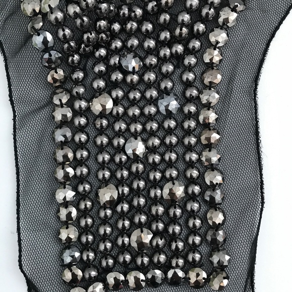 Crafters Material Beaded Gray Applique 2 Pieces - Picture 2 of 7